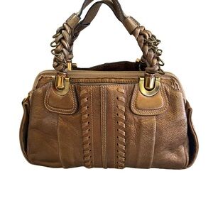 EUC Chloe Eloise Bronze Metallic Leather Satchel with Braided Handles